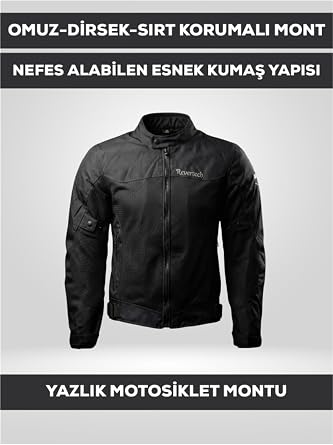 Siyah Yazlık Fileli Motosiklet Montu CE Korumalı Nefes Alan Hafif Mont