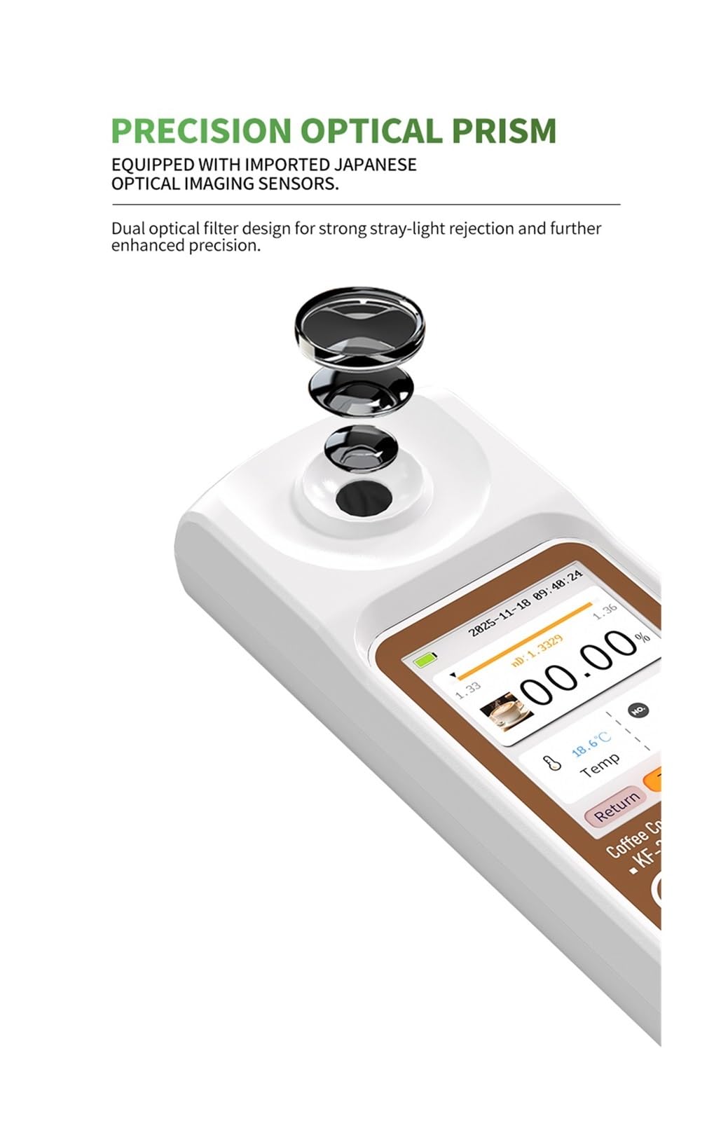 Rifrattometro digitale for concentrazione di caffè TDS con display BRIX Misuratore Densità bevande allo zucchero Caffè Brix Per laboratorio