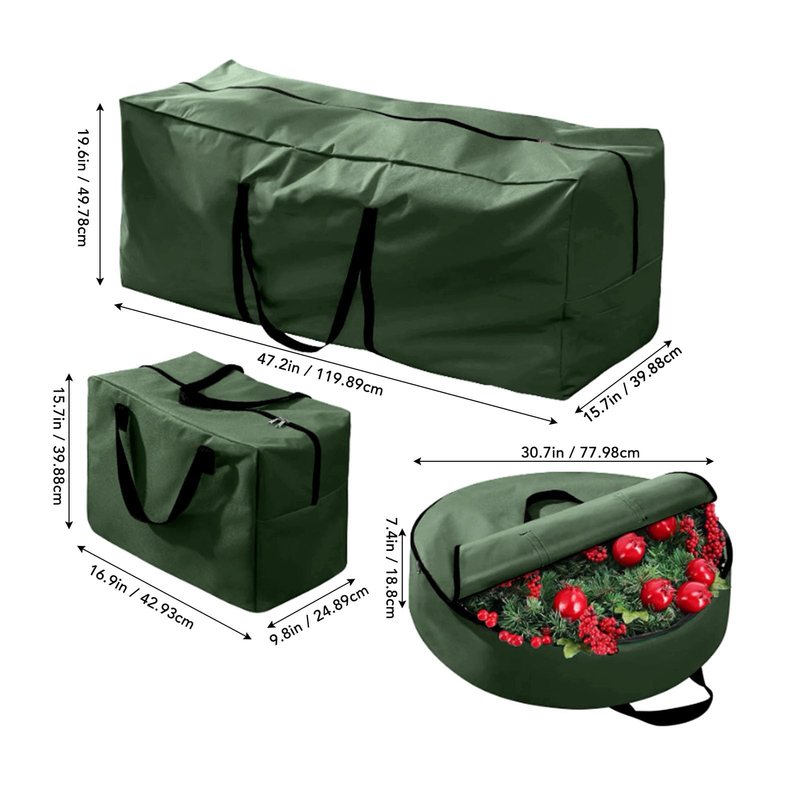 lvifloae Artificial Christmas Tree Storage Bag Set Large Capacity Oxford Cloth Christmas Tree Storage Bag Oversized Heavy Duty Holiday Storage Box Red (Green)