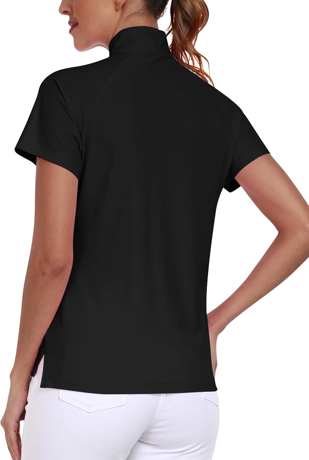 MoFiz Women's Golf Polo Shirt UPF 50+ Sun Protection Quick-Dry Short Sleeve T-Shirt 1/4 Zip Collared Athletic Tennis Tops - Image 4