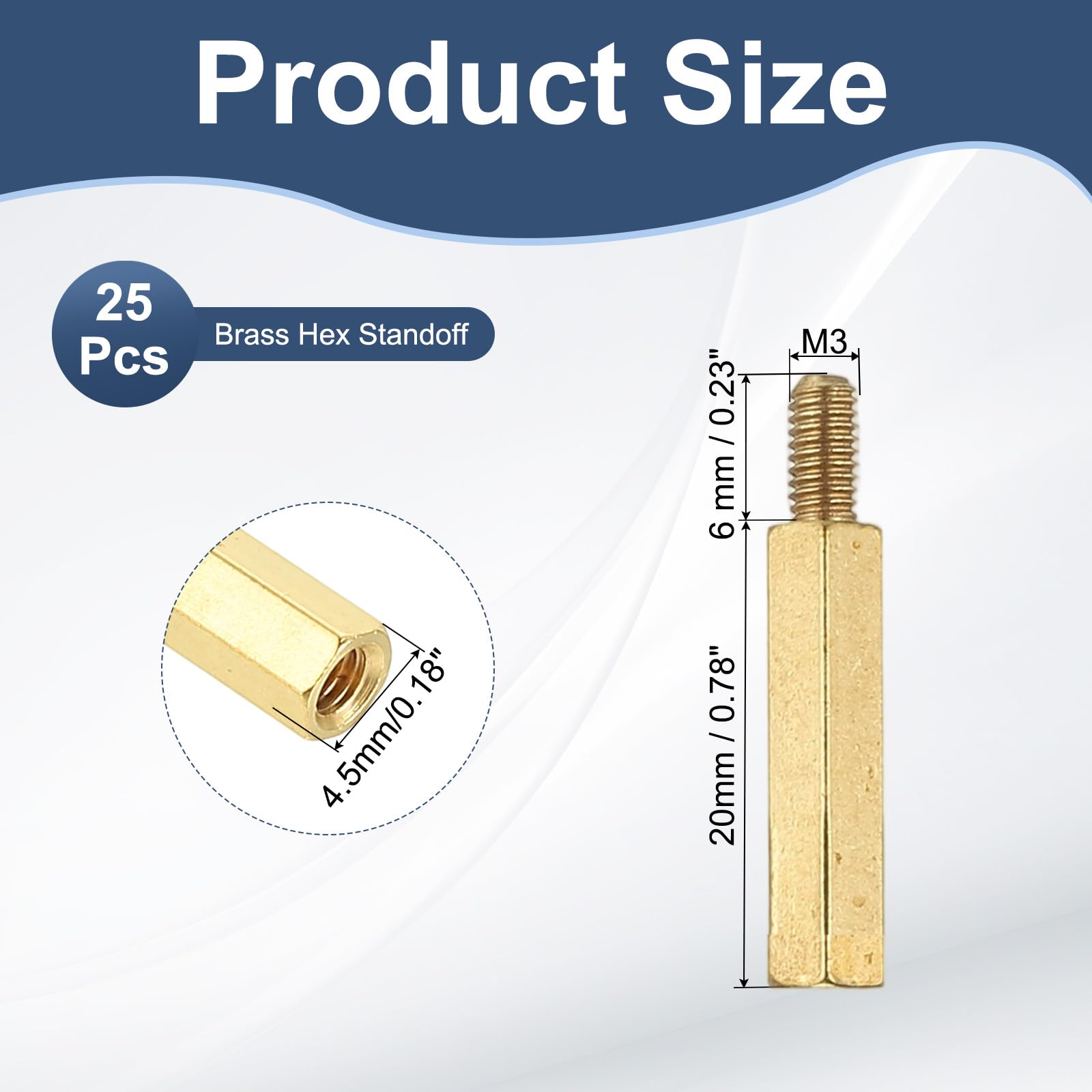 PATIKIL M3 Brass Hex Standoff - Image 2