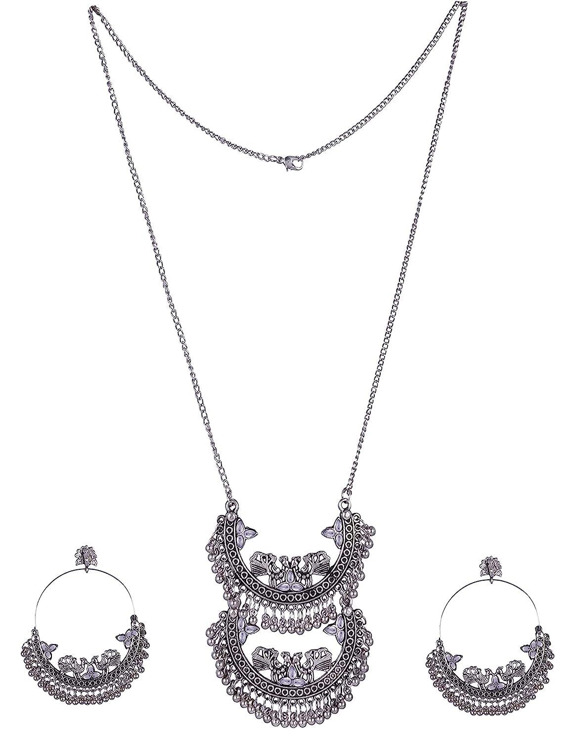 Total Fashion Latest Stylish Boho Trible Silver Oxidised Chain Pendant Necklace Jewellery Set Women for Girls (B09GP996YY) Amazon Price History, Amazon Price Tracker