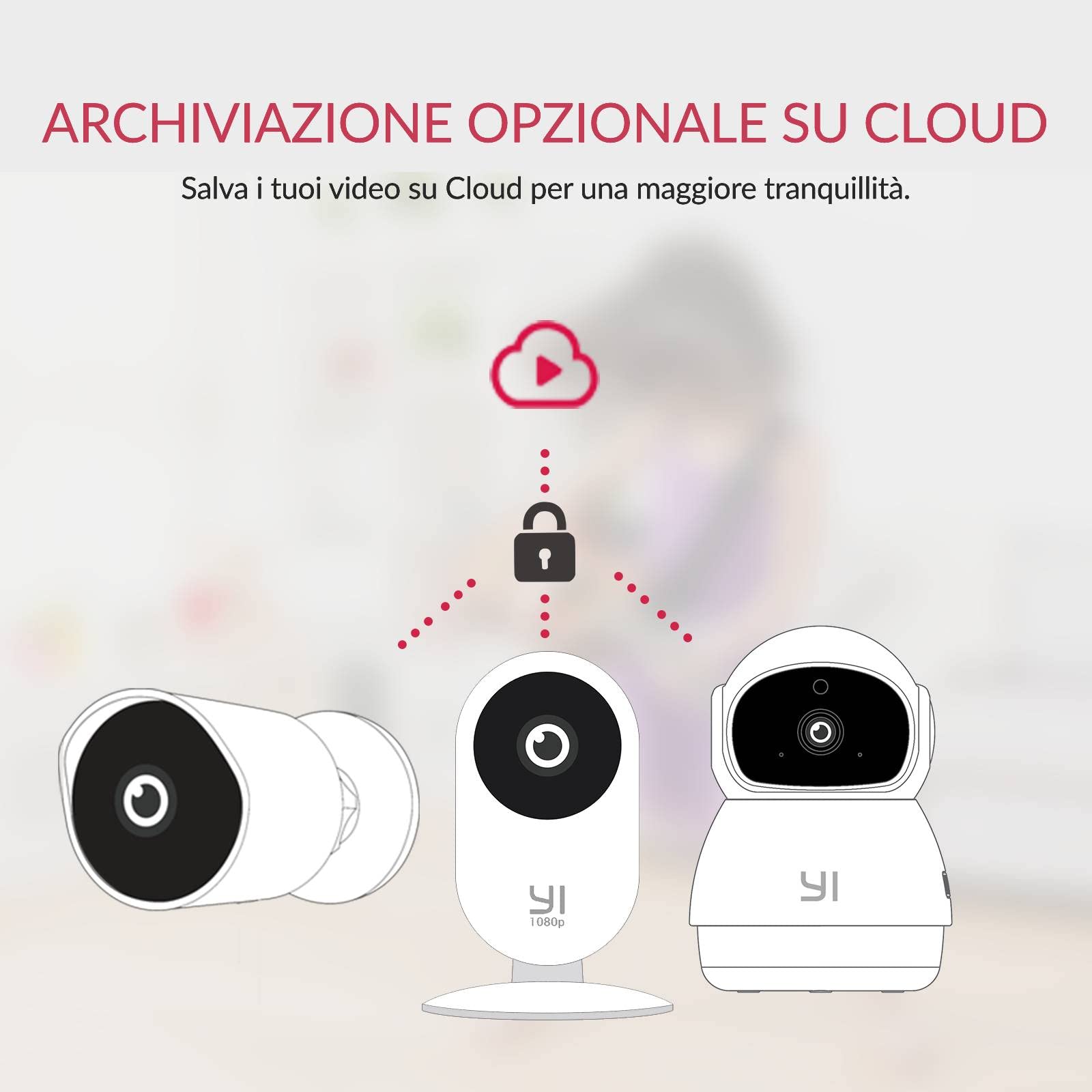 YI Telecamera WiFi Interno PRO 2K Home Camera,Notifiche in Tempo Reale,Supporta 2.4GHz,Rilevamento Movimento,Compatibile con Alexa e google assistant,3MP Videocamera Sicurezza per Casa,Confezione da 3