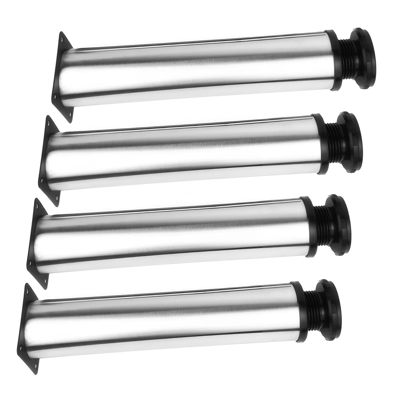 Qrity 4 Piezas Patas para Muebles Altura Regulables, Total: 500-520mm Armario de Cocina Pies Redondo, Metal Cromado, para Sofas, Mesa, Cama