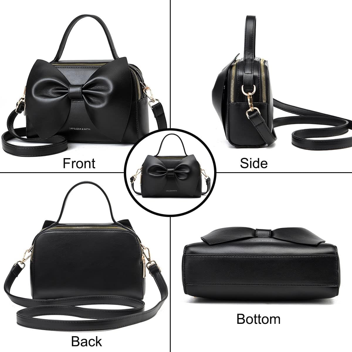 Shoulder Bag for Women PU Leather Purse Bowknot Handbag Fashion Top-Handle Satchel Ladies Crossbody - Image 5