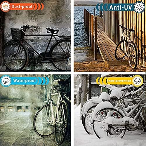 Large Bike Cover for 1-3 Bikes Waterproof Bike Covers for Outdoor Storage Heavy Duty Ripstop Material 210T Nylon QQ CAT Bicycle Cover with Storage Bag for 29er Mountain Road Electric Bike Motorcycle