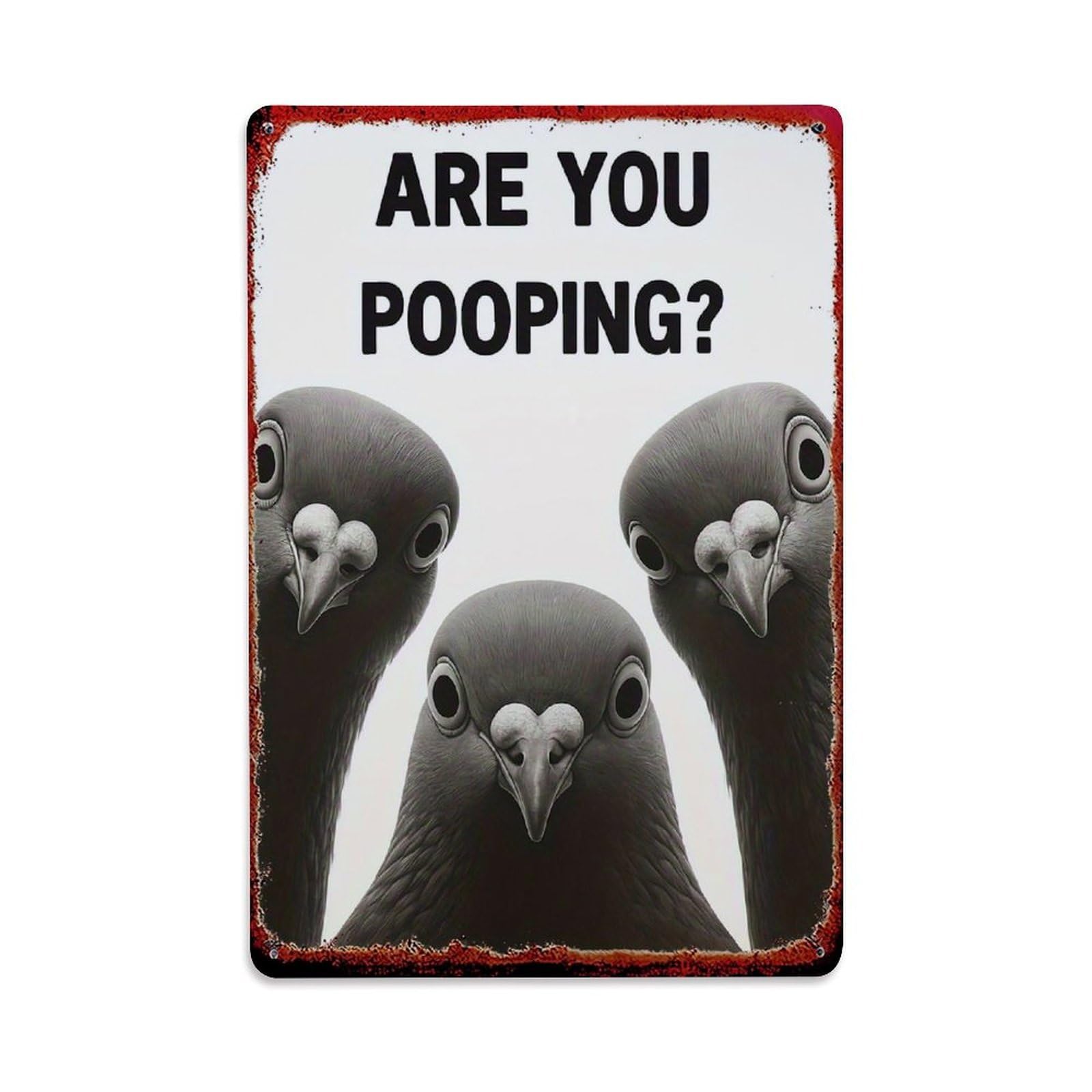 Are You Pooping Pigeon Sign Retro Metal Tin Sign, Vintage Metal Poster for home, Gaming Room, Studio Workshop,Bar,Garage Wall Art Decor 8x12 Inch