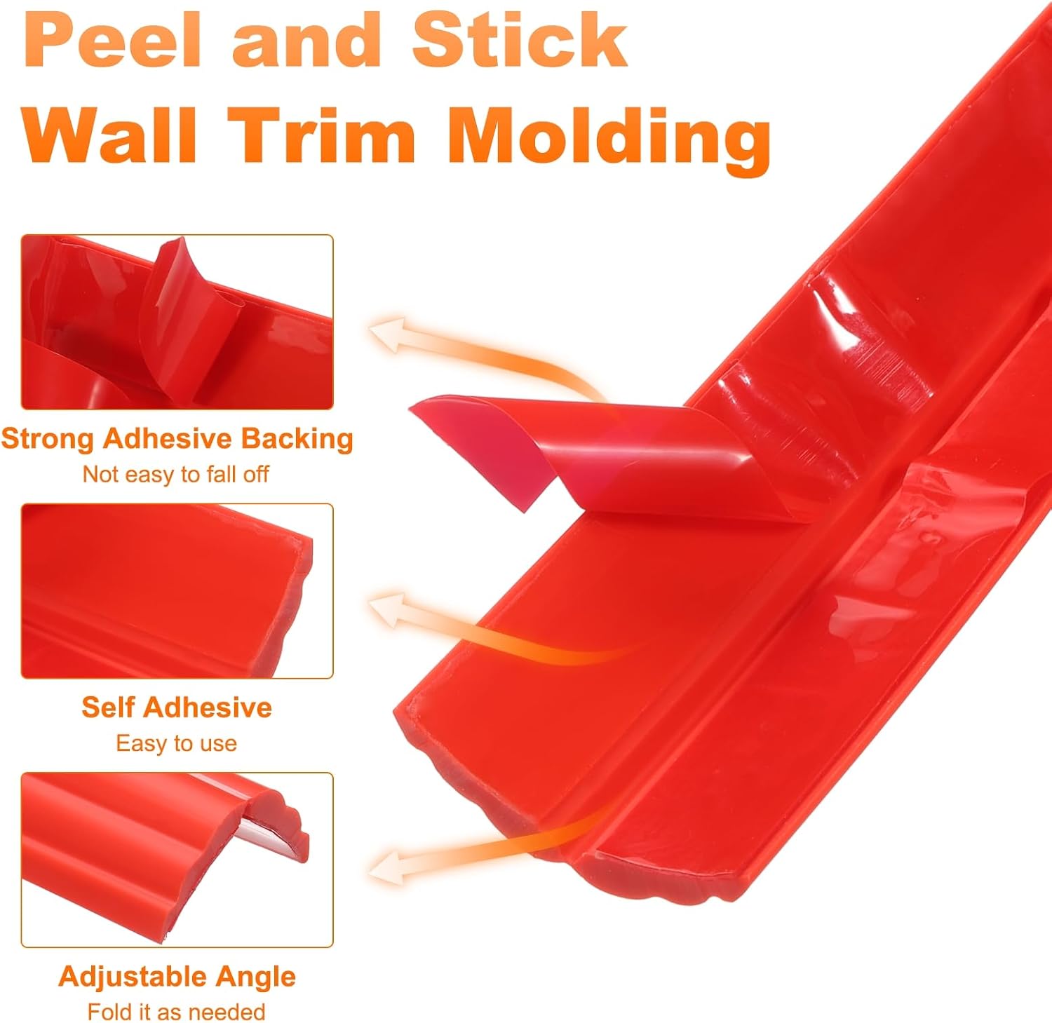 HARFINGTON Flexible Wall Corner Protector 1.6" 20FT Self Adhesive Wall Corner Guard Edge Protector Thickened PVC Peel and Stick Wall Trim for Ceiling Countertop Stair Corner, Red