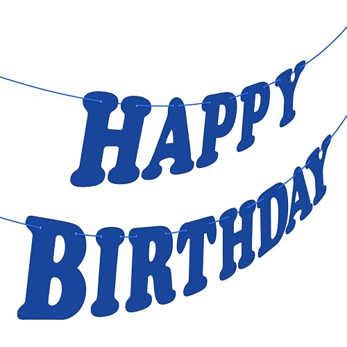 Navy Blue Happy Birthday Banner Sign Happy Birthday Bunting Banner Flag Garland for Kids Boys Baby Birthday Party Decorations Supplies