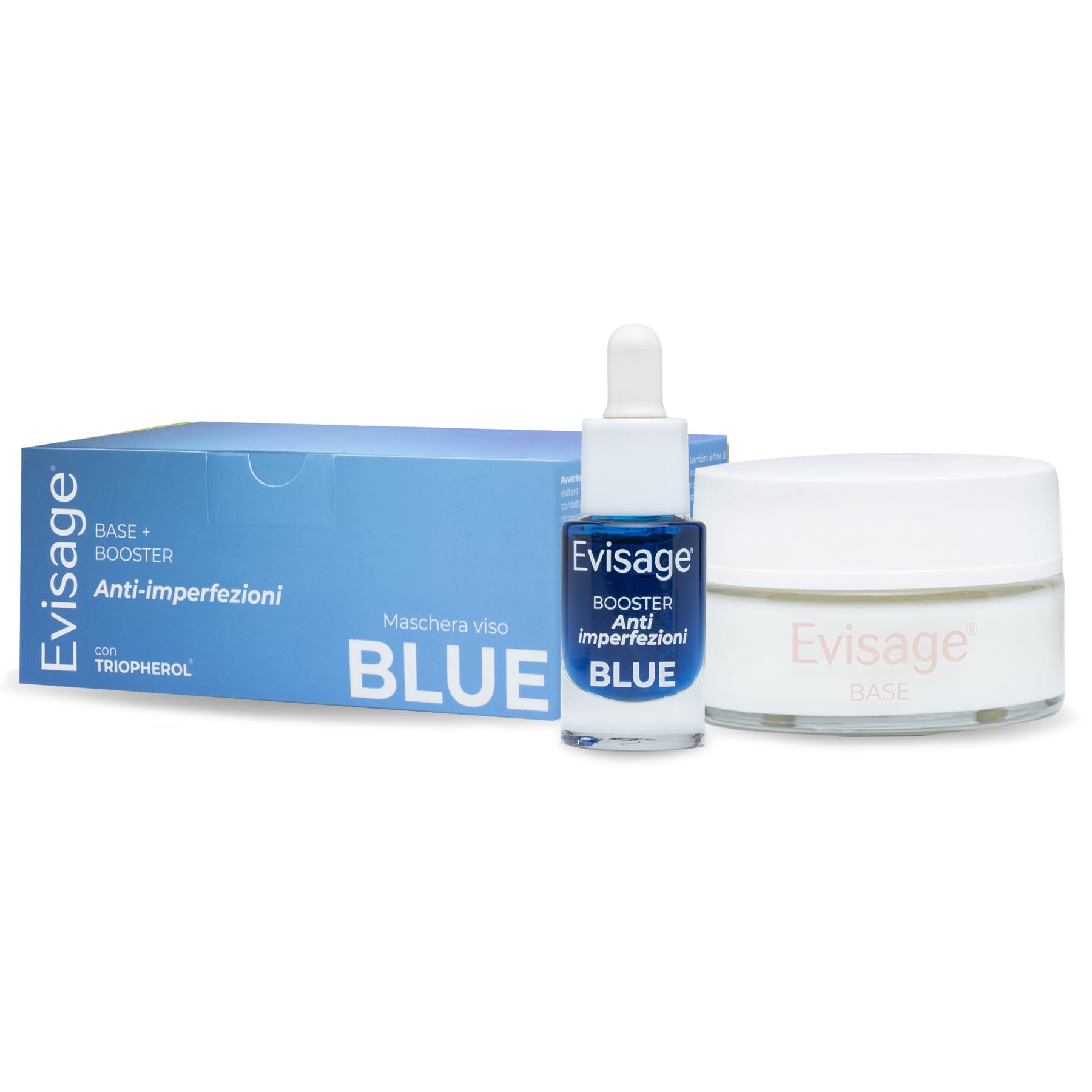 Maschera Viso Anti-Imperfezioni Blue – Formula Purificante Delicata, Contrasta Imperfezioni, Piccoli Brufoli e Punti Neri, Booster + Base 100ml