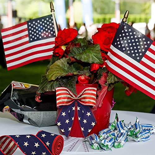 2 Rolls Patriotic Wired Edge Ribbon Stars And Stripes Reversible Ribbons Red White Blue Decorative Ribbon For 4Th Of July Memorial Day Bow Wreath Making Diy Crafts (Vintage) #TOP4