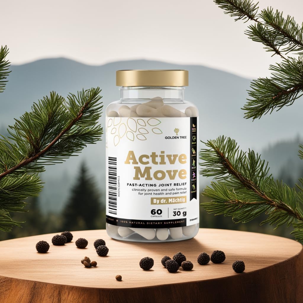 Golden Tree Active Move – Integratore Articolazioni con Boswellia, Acido Ialuronico, Collagene UC-II e Vitamina C – Capsule Supporto Articolare – 60 Capsule