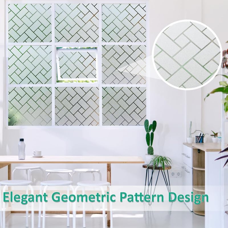 Image of WOO Home Frosted Glass Window Film & Stickers (24 X 72 INCH) Privacy Window Cover for Home & Office - Easy Apply, UV Protection, Removable Decorative Film (Frosted Bamboo Film | 2 X 6 SQFT)