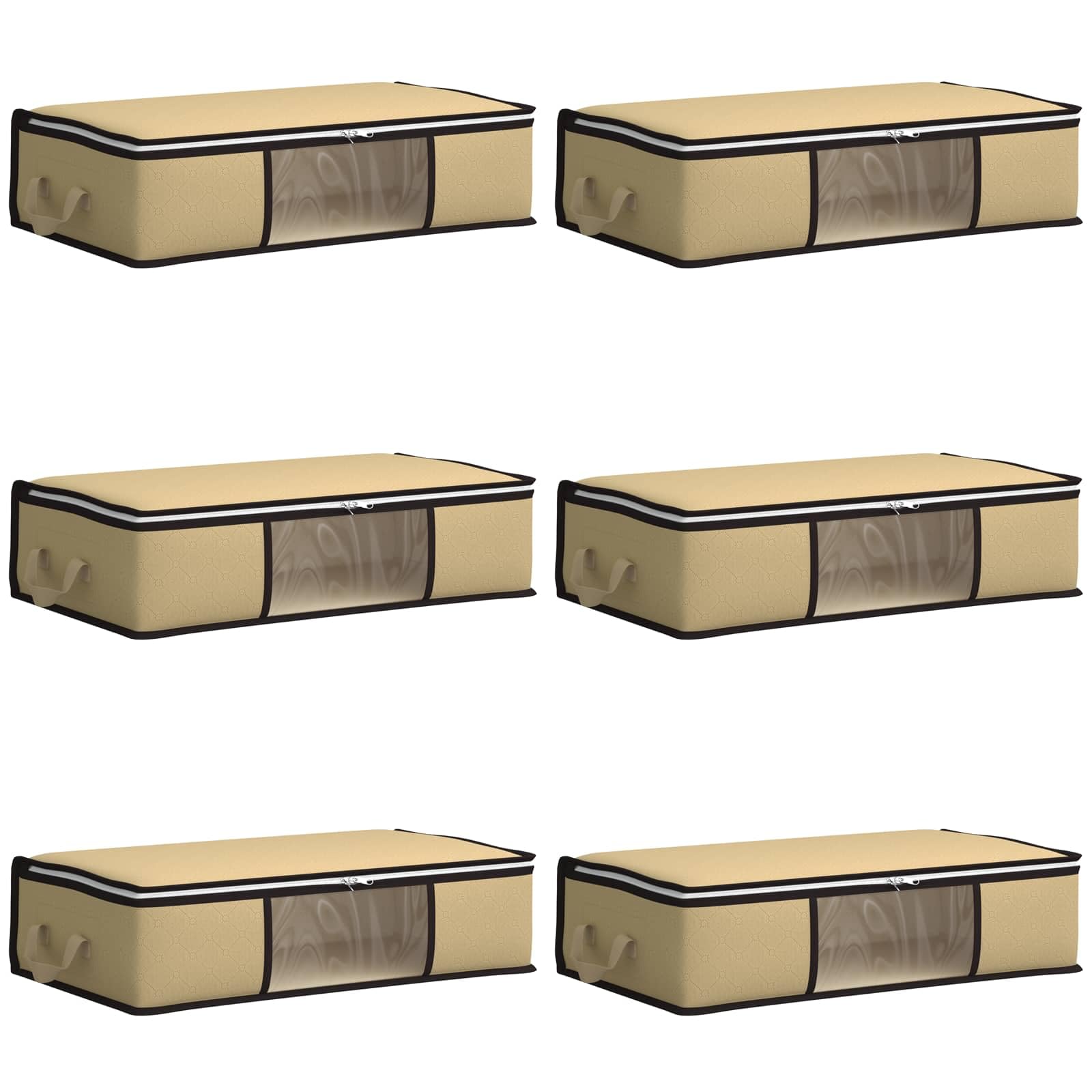 6 cajas de almacenamiento plegables con ventana transparente, 70 x 40 x 18