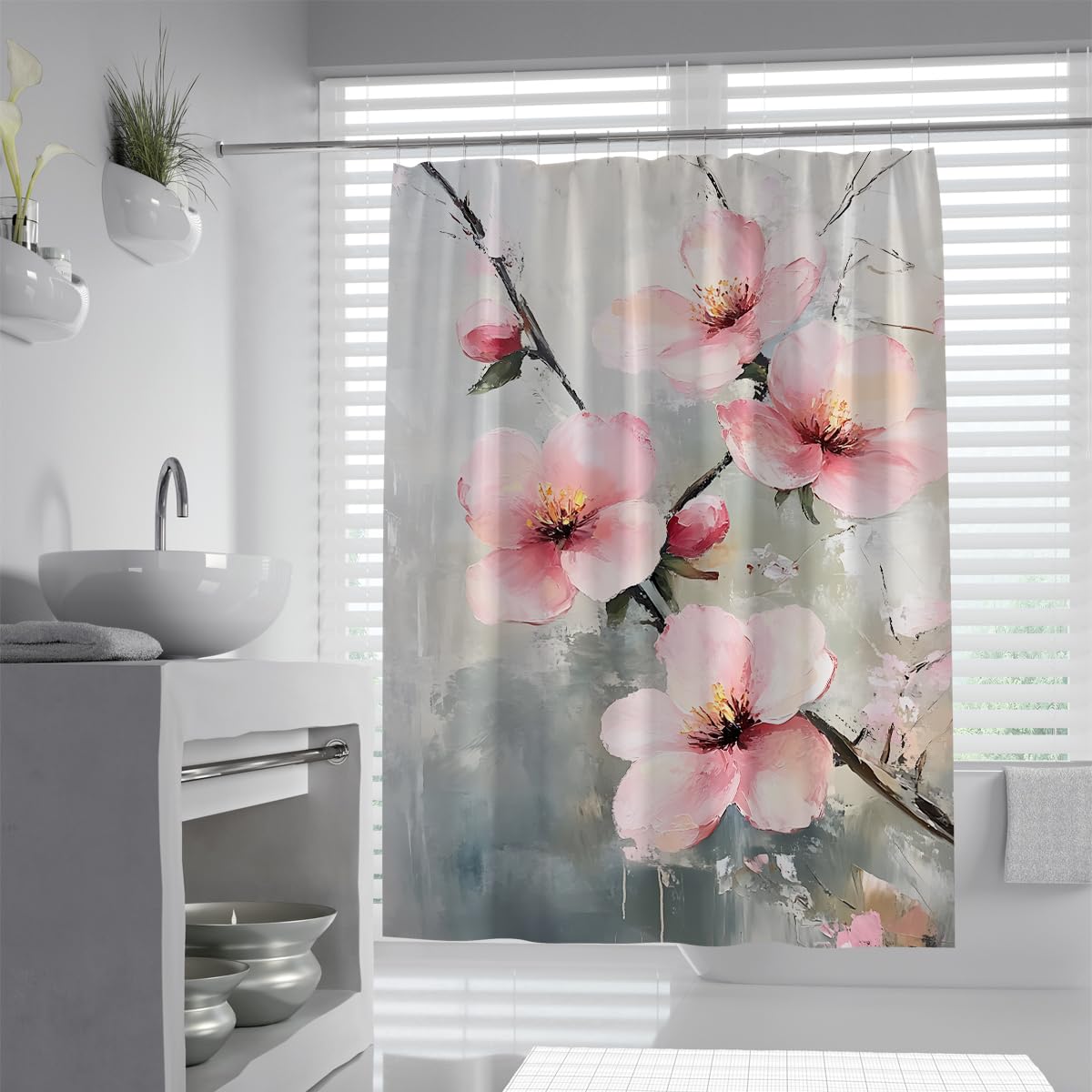 Rideau de bain Bloom Beaux-Arts moderne rose 90x180 cm