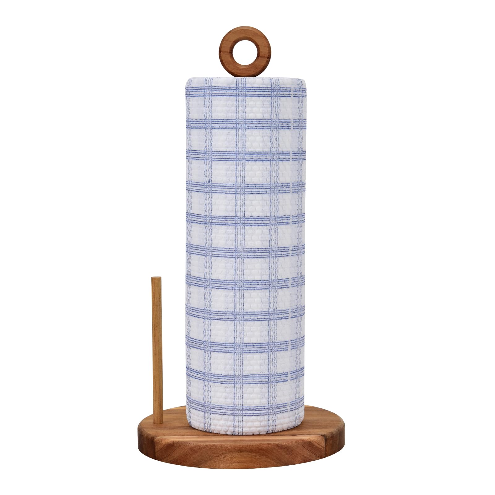 Hoziel Natural Wood Acacia Wood Paper Towel Holder Countertop, Wooden Towel Roll Holder Thicken Base For Kitchen,Farmhouse Organizer,