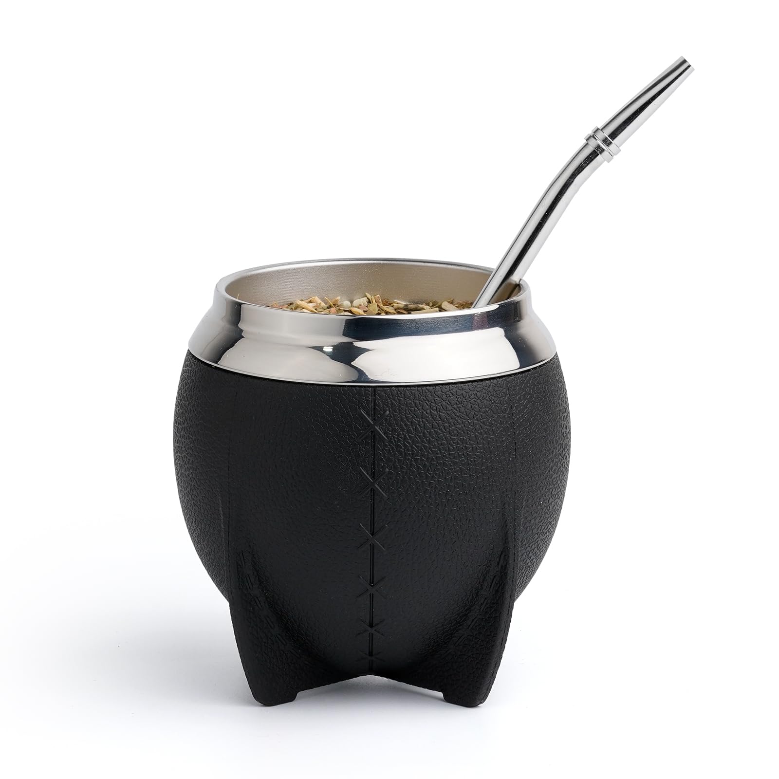 Mate Vaso Plástico Elegante y Duradero - Forma Torpe y Fácil de Limpiar - Vaso con Dos Bombillas y Cepillo para Limpiar 280ml