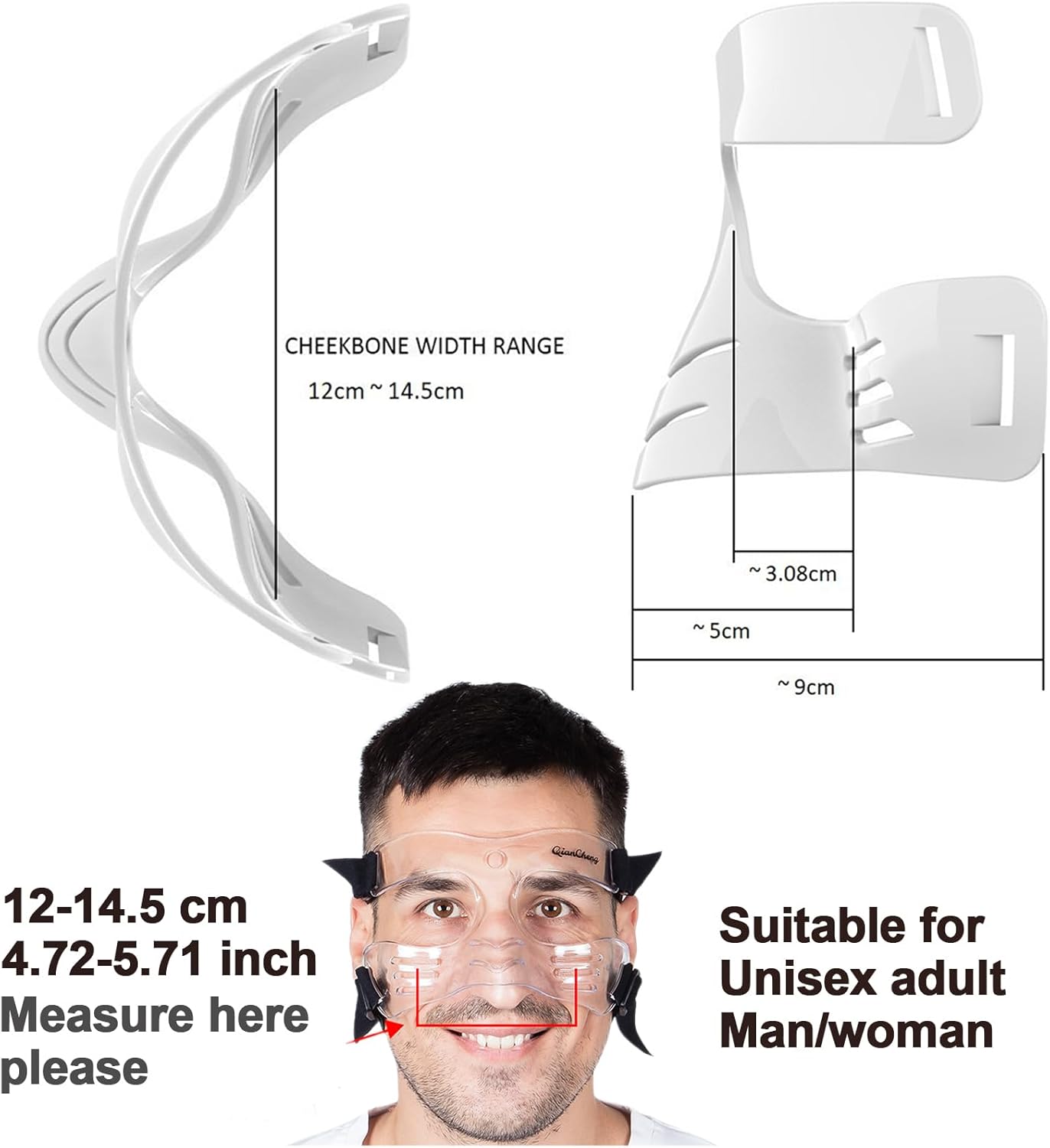 Nose Guard for Broken Nose for Men Women, Adjustable Face Shield for Basketball, Soccer and Other Sports, Sports Face Mask Face Guard with Padding Drawstring Bag for Adults