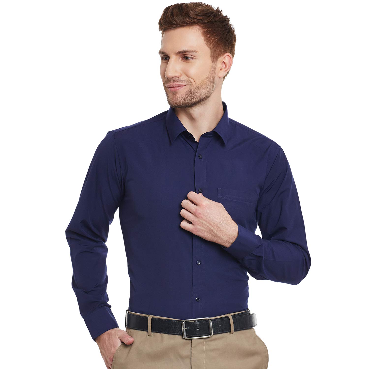 English Navy Men's Slim Fit Formal Shirt