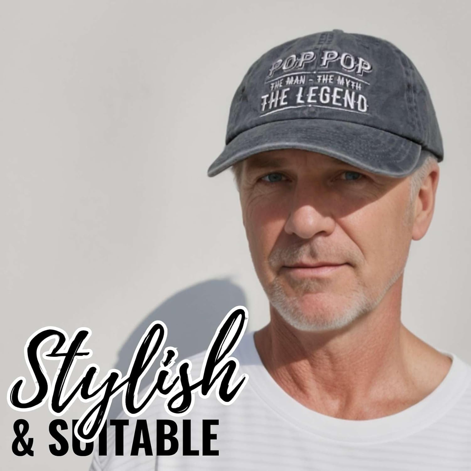 Pop Pop Gifts Embroidered Cap, Funny Grandpa Gifts for Men, Adjustable Hat Gifts Accessory for Birthday & Christmas Grey - Image 7