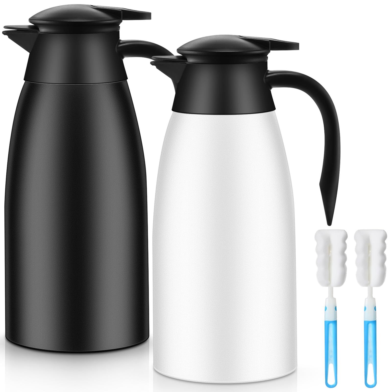 Norme 2 Pcs Thermal Coffee Carafe Creamer, Black, White, 68 oz
