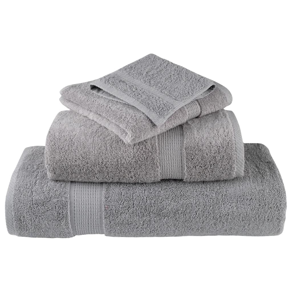 Toallas premium SOLUND 4 piezas gris 50 x 100 cm 600 g/m² toallas juego de toallas de baño familiar, accesorios de baño altamente absorbentes de agua