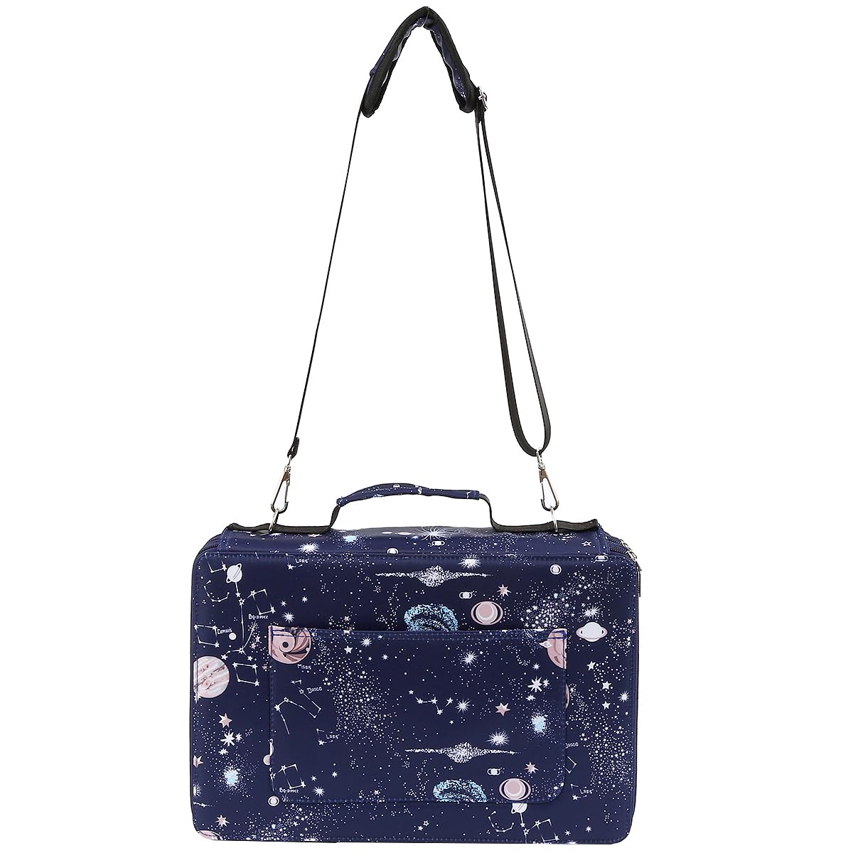 Lbxgap Organiseur de crayons de couleur avec fente individuelle avec fermeture éclair – Sac de rangement en tissu durable pour peintres et artistes (petits emplacements, bleu galaxie)