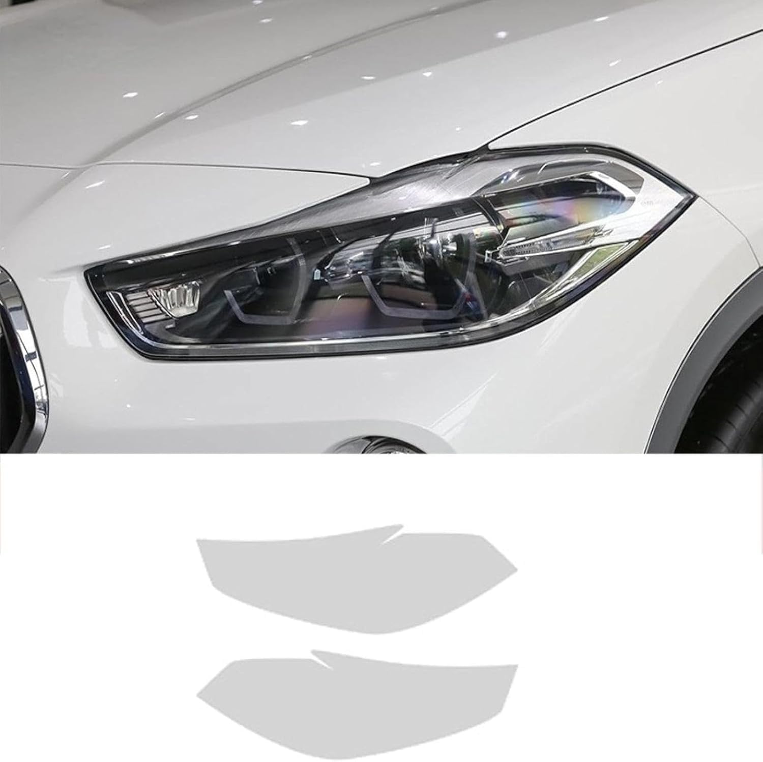 SamLng Car Front Light Film for BMW X2 F39 2017-2020 Car Headlight Film Front Light Transparent Blackened Moulding Vinyl Protection Sticker Car Light Film