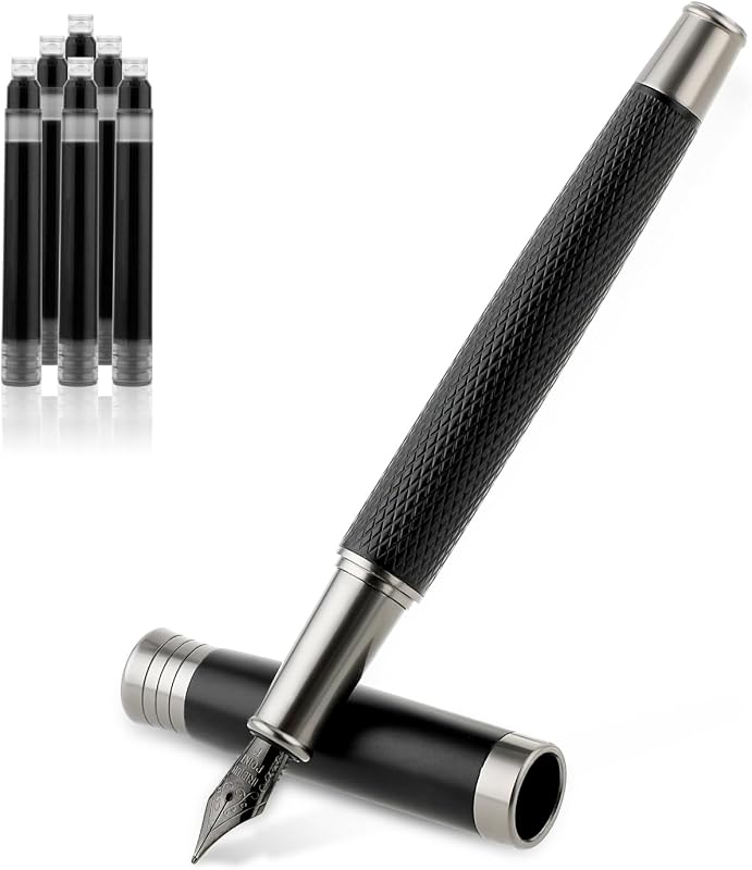 Fountain Pen Set, Smooth Writing Pen Matte Pens | with 6PCS 2.6mm Ink Boxs, and 0.5mm Fine Point, for Executive Calligraphy Office, Business Journaling Gift