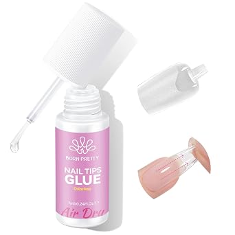 BORN PRETTY Nail Tips Glue for Press On Nails, Quick Drying Strong Adhesive for Press On Nails & Fake Nails, Long Lasting Extension Glue for Broken Nail Repair, No U V Light Needed Bonding Gel 7ML