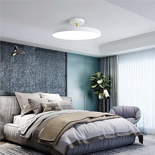 Vista 2 de Moderna lámpara de techo regulable semiempotrada redonda cerca del techo con control remoto para pasillo, entrada, dormitorio, sala de estar, cuarto