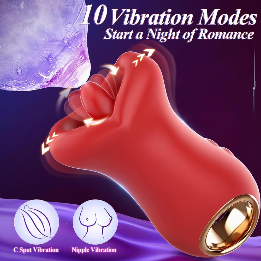 Stimolatore con Lingua in Silicone - Stimolazione Doppia - Movimento Realistico - 10 modalità - Impermeabile