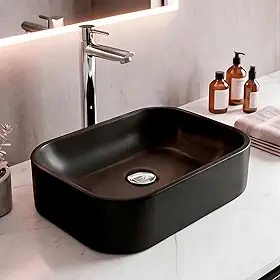 Cuba Pia De Apoio Sobrepor Retangular 37x27 Para Banheiro Lavabo Beltempo BT-2010 (Preta Fosca)