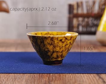 WHJY Ceramic, Japanese Sake Cups, Traditional Chinese Kung Fu Tea cups set Kiln Change Glazed. set of 6, 60ml/2oz