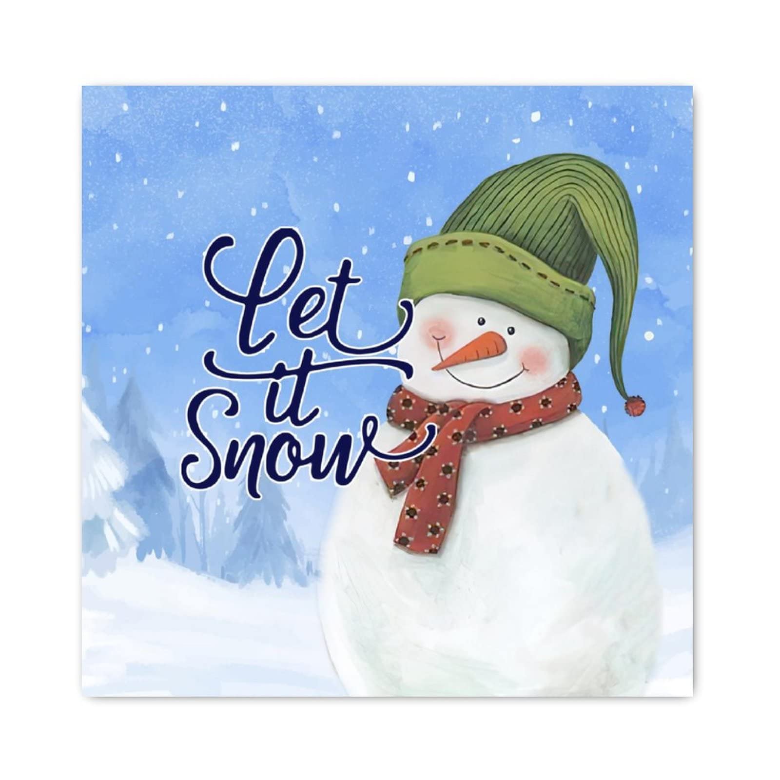 Panneau en bois Let It Snow de Noël bonhomme de neige pour salon 40cm