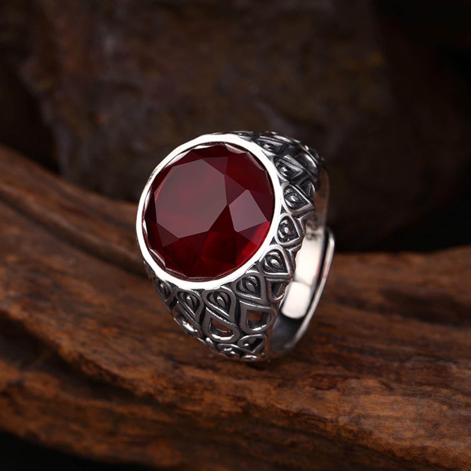 S925 Sterling Silber Freundschaftsringe Herren Wassertropfen | 925er Sterlingsilber Verlobungsring mit Zirkonia Rot Pärchen Ringe Hip-Hop Punk