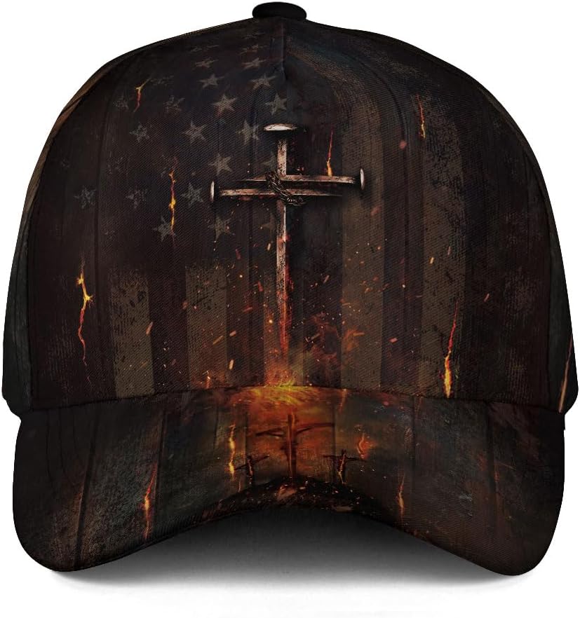 Christian Hats for Men, Jesus Hat, Faith Hat with American Flag, Cross Hats for Men