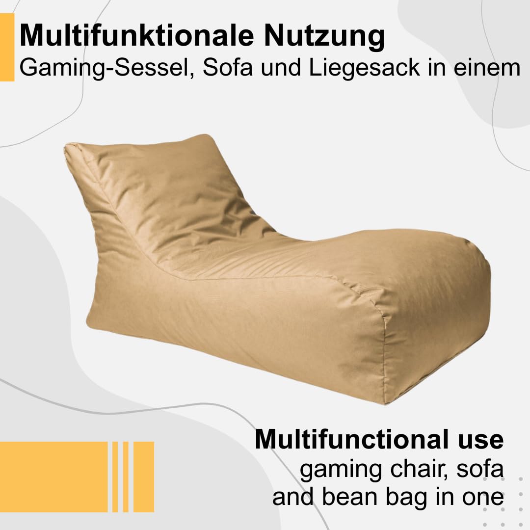 Canapé Pouf Poire 60x70x125cm - Pouf Geant XXL avec Remplissage - Exterieur et Impermeable - Bean Bag pour Chambre et Salon - Lounge Sofa pour Chambre Enfant