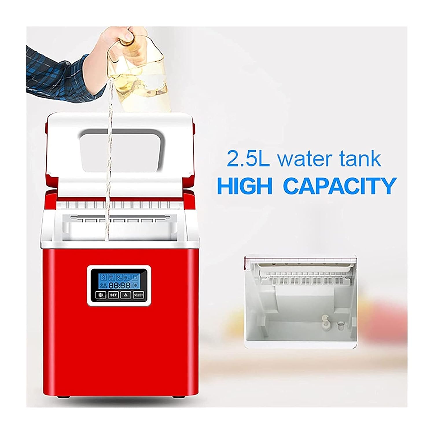 Ice Maker Machine Countertop 40lbs/24H 32 Ice Cubes (Clear Square) Ready in 15 Minutes Portable Compact Ice Maker for Home Kitchen Bar Office