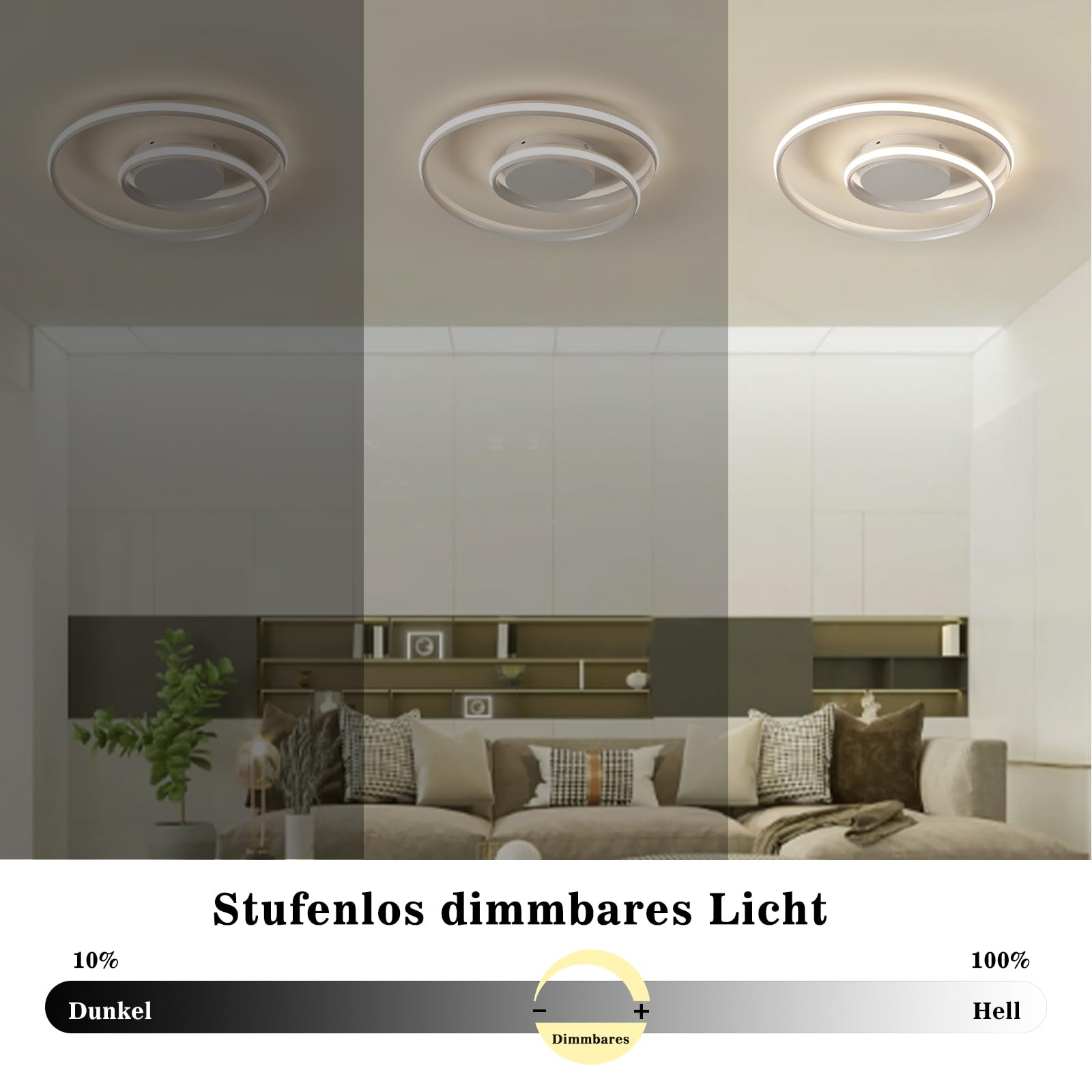 Sky angle Plafoniera LED Intelligente - Dimmerabile Tramite Telecomando e App, 28W Colore Regolabili 2500 LM 48 CM, per Camera da Letto Soggiorno (Bianco, Controllo vocale intelligente)