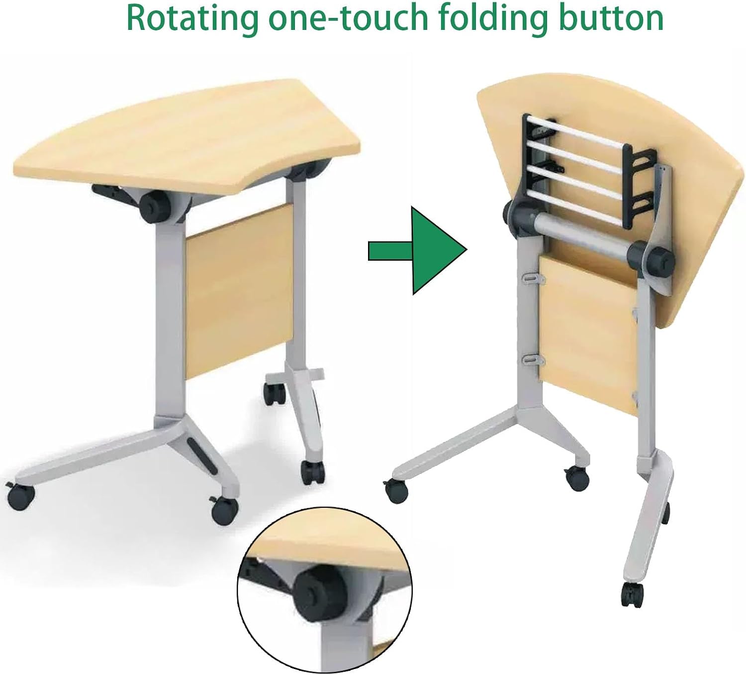 Sector Folding Conference Room Tables, Mobile Training Table, Splicing Meeting Table Up with Storage Rack and Baffle, for Home or Office, Load-Bearing Capacity 150kg (Size : 59.1x21.7x29.5/15