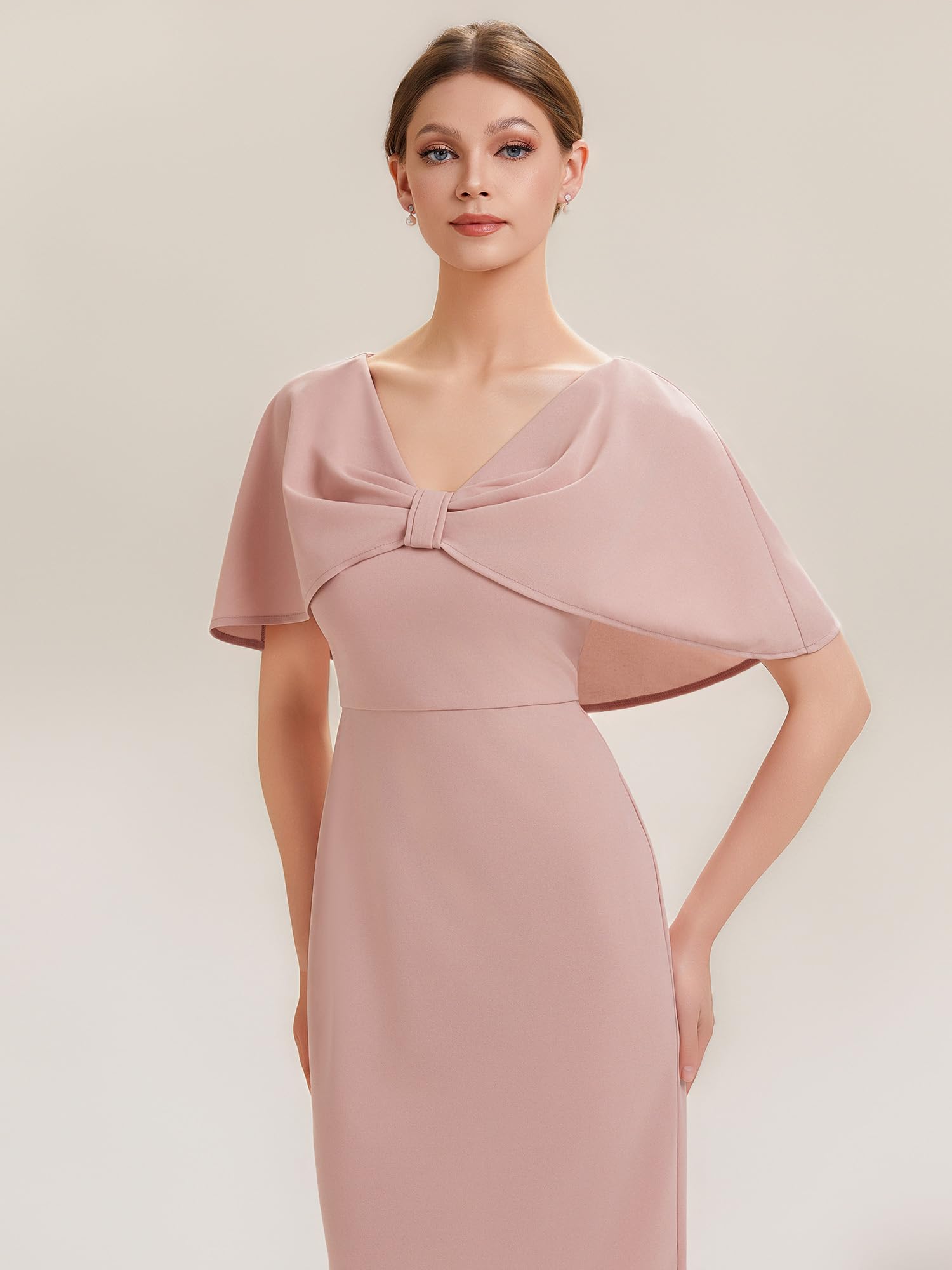 Ever-Pretty Robes d'invité de Mariage Encolure Ronde sans Manche Tricot Midi Robe Droite EG02688