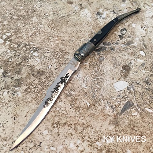 S.s. Folding Knives 8.5" Old Style Spanish Folder Gold/Black Toothpick Pocket Knife Carbon Sharp Blade 5252 #TOP1