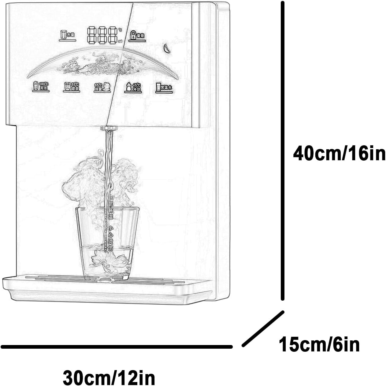Home Wall Mounted Water Dispenser,with Electronic Child Lock, Touch Screen, for Office, Commercial Canteens(White)