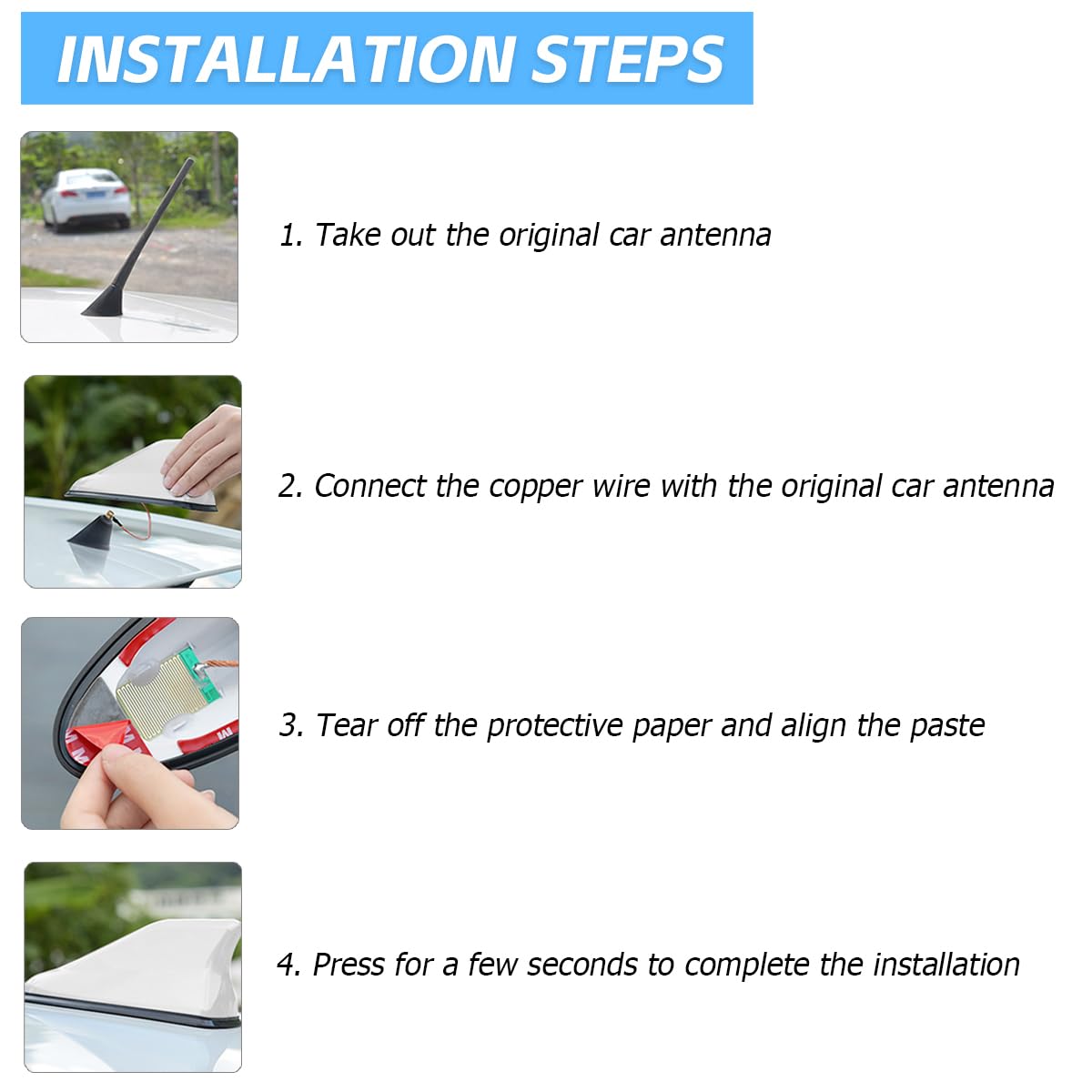 DK-C-Antena Adhesiva De Aleta De Tiburón Exterior Para Coche De Radio De Senal Fm Am