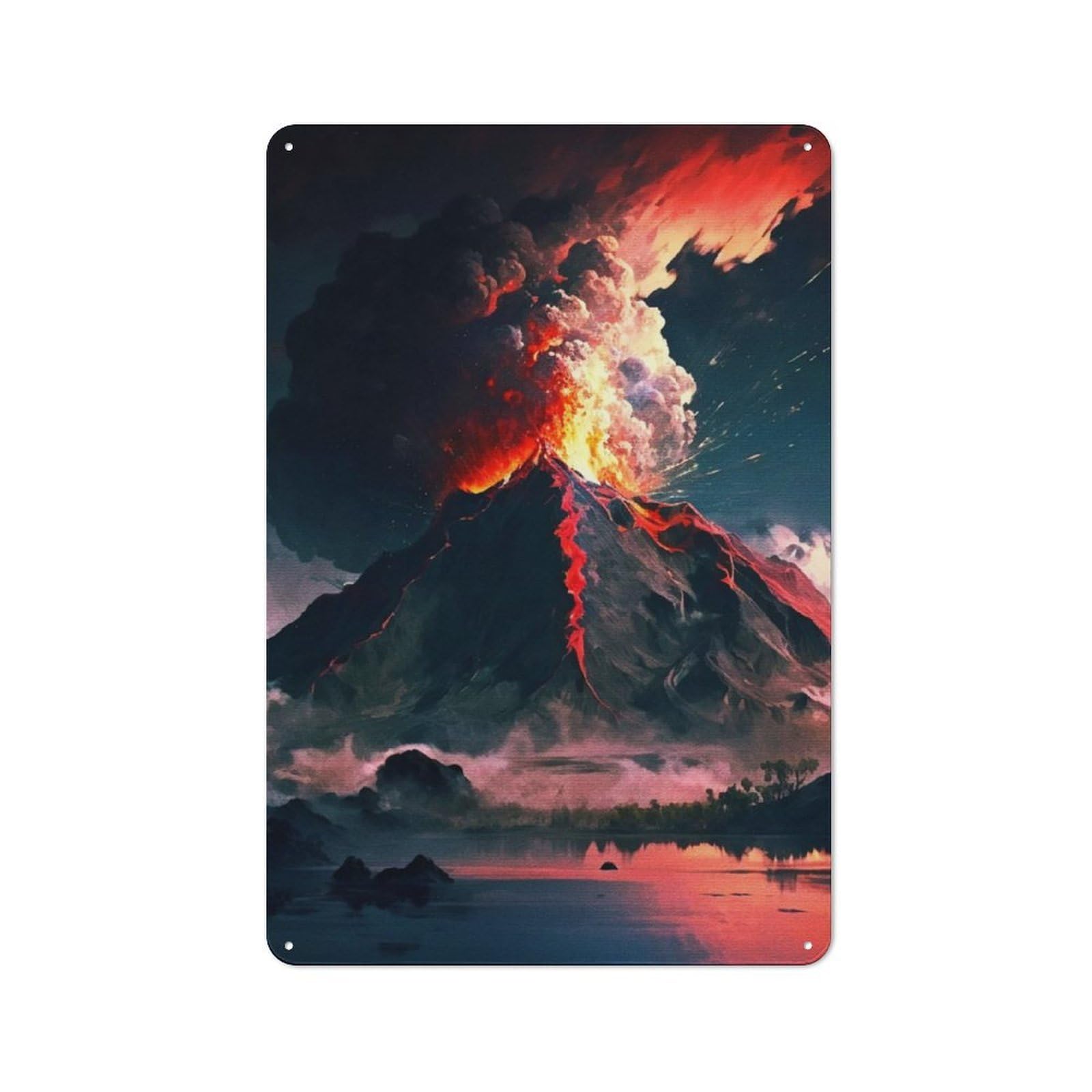 Junmoney Eruption Volcano Printed Metal Sign 30X20cm For Bar Or Restaurant, For Kitchen, Dining Room And Home Bar Wall Decor