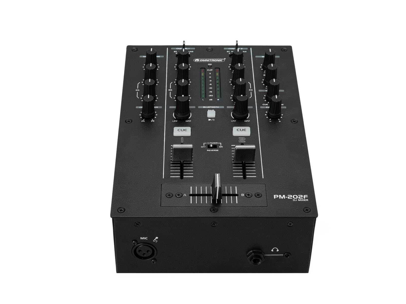 OMNITRONIC PM-202F 2-Kanal-DJ-Mixer mit Filter und Bluetooth | DJ-Mixer mit Bluetooth-Konnektivität und Soundfilter