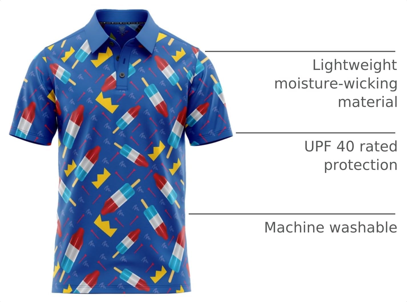 Funny Golf Polo Men Shirts Short Sleeve UPF Quick Dry Fit Performance image 4