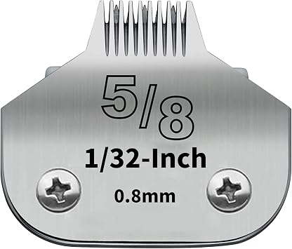 5/8N Detachable Dog Grooming Clipper Blade   Silver Stainless Steel   Compatible with Andis, Oster A5, Wahl KM10, Moser, Heiniger   1/32" 0.8mm Cut Length