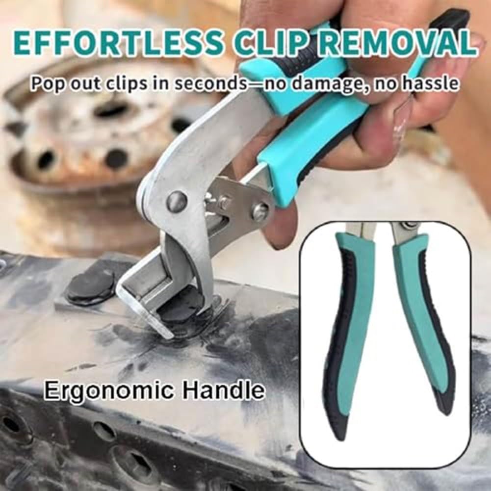 DAZZLEEX Pinze per rimozione clip auto con impugnatura in PVC antiscivolo meccanismo a molla per un facile fissaggio clip fibbia rivetti estrazione per interni esterni del veicolo pannelli di